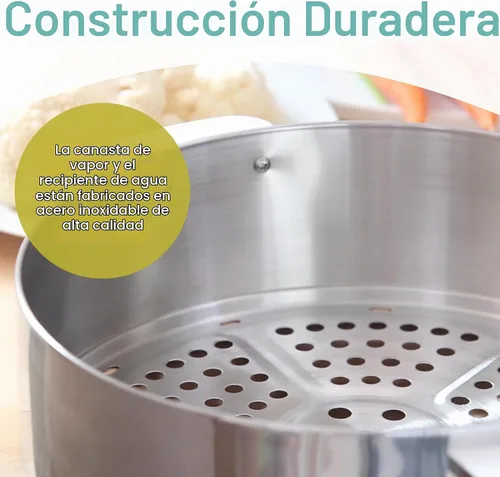 Vista 3 de Euro Cuisine Vaporera eléctrica de acero inoxidable.