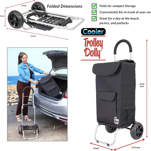Vista 5 de Cooler Trolley Dolly, Negro Bolsa Térmica aislante plegable Rolling tailgating BBQ cerveza Hielo Cart