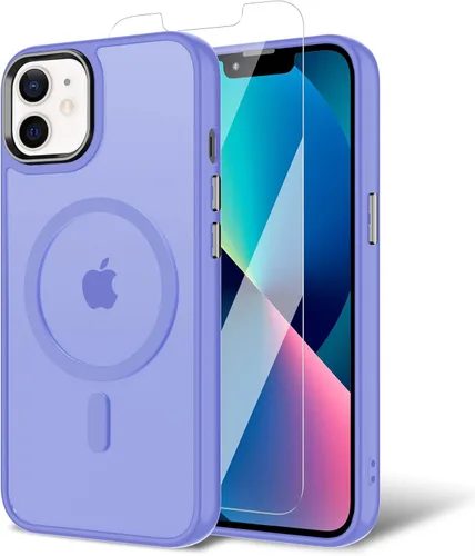 Vista 153 de Funda para iPhone 11 con protector de pantalla, compatible con MagSafe, ultra delgada, translúcida, mate, a prueba de golpes, color negro