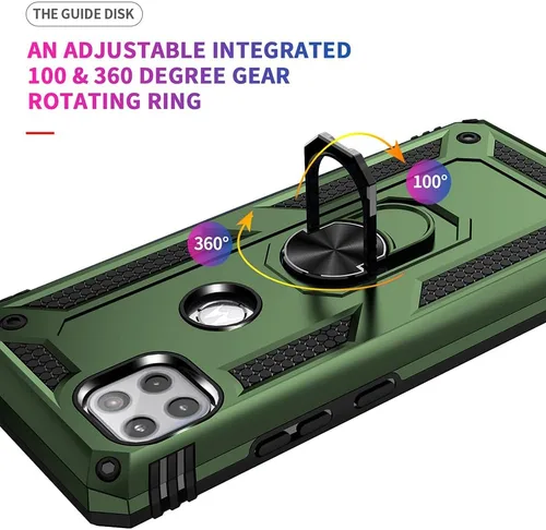 Vista 5 de Funda para teléfono Motorola One 5G Ace, Moto One 5G Ace con protector de pantalla HD, [grado militar de 16 pies probada en caídas], anillo Funda