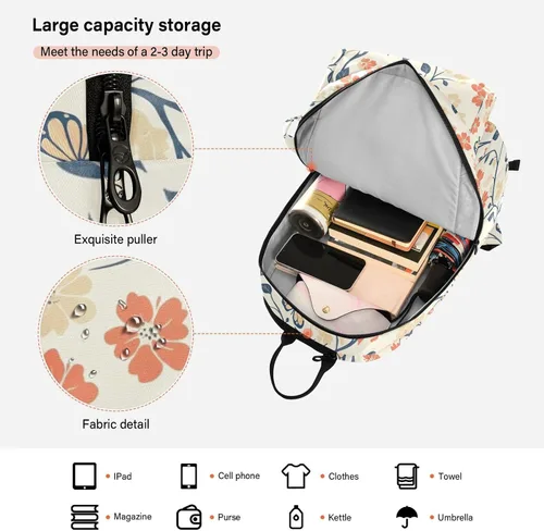Vista 6 de Tennis Racquet Ball Bag Cute Sturdy Cartoon Butterflies Flower Light Color Tennis Bag Holds 2 Rackets for Women Men raquetas de tenis