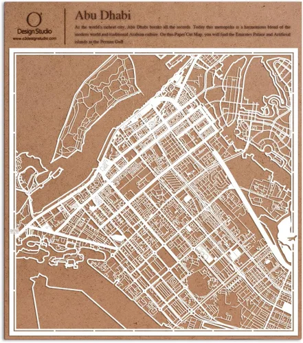 Vista 71 de O3 Design Studio Aberdeen - Mapa de papel cortado en papel blanco de 12 x 12 pulgadas