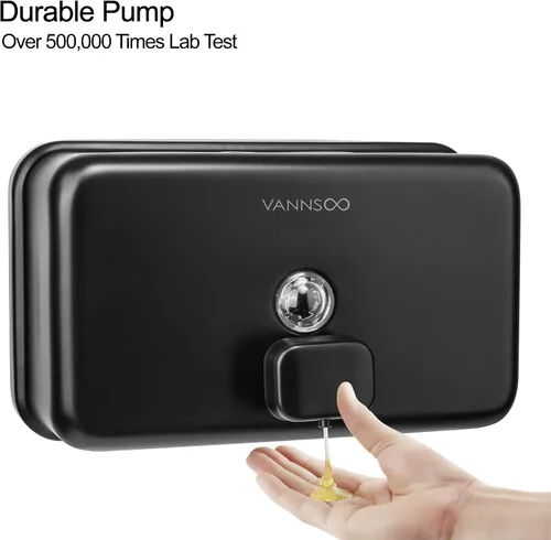 Vista 3 de Dispensador de jabón de manos montado en la pared, 40.6 fl oz, 40 onzas, dispensador de jabón líquido negro comercial de acero inoxidable para Negro