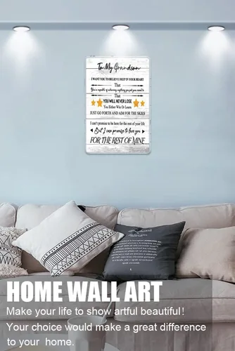 Vista 2 de Zomyto Letrero creativo de hojalata con texto en inglés «To My Grandson», regalo para nieto de parte de la abuela y abuelo, regalos para cumpleaños