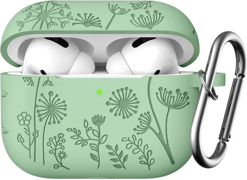 Vista 17 de Lerobo - Funda para AirPods Pro 2, funda de silicona suave con llavero para mujer