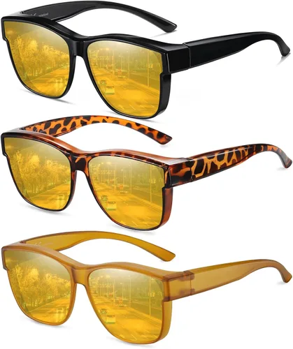 Vista 9 de Wzerry Night Vision Glasses Polarized for Men Women (Nighttime Driving Glasses Over Glasses for Driving)