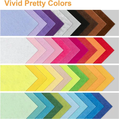 Vista 9 de Hojas de fieltro de 8 x 12 pulgadas para manualidades, 40 piezas hojas de tela cuadradas, paquete de colores surtidos no tejidos, 1mm de grosor