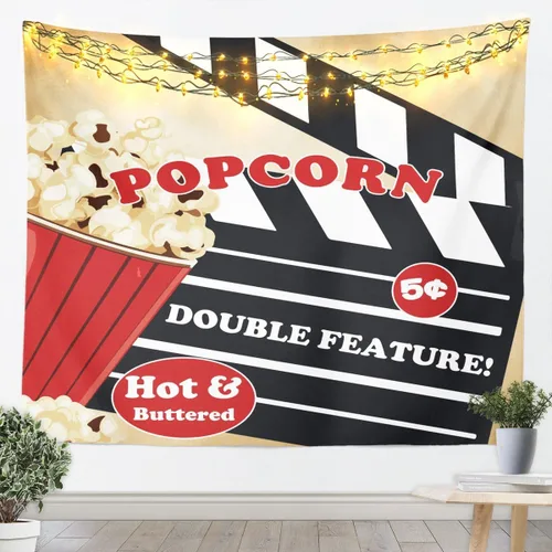 Vista 21 de Homewish Theater Cinema Poster Tapestry,Retro Movie Wall Hanging Art Popcorn Wall Blankets Movie Night Poster Tapestries for Kids Teens Girls Boys