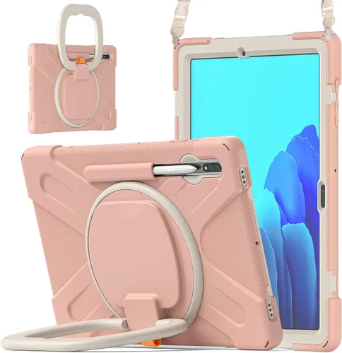 Vista 107 de 360 Rotation Case for Galaxy Tab ActivePro/Tab Active4 Pro/Active 5 Pro 10.1" Sturdy Cover Rotate Ring Stand Shoulder Carrying Strap Hand Strap