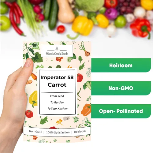 Vista 2 de Woods Creek Seeds: Imperator - 58 semillas de zanahoria para plantar, más de 1,000 semillas de zanahoria de reliquia, semillas de zanahorias sin OMG
