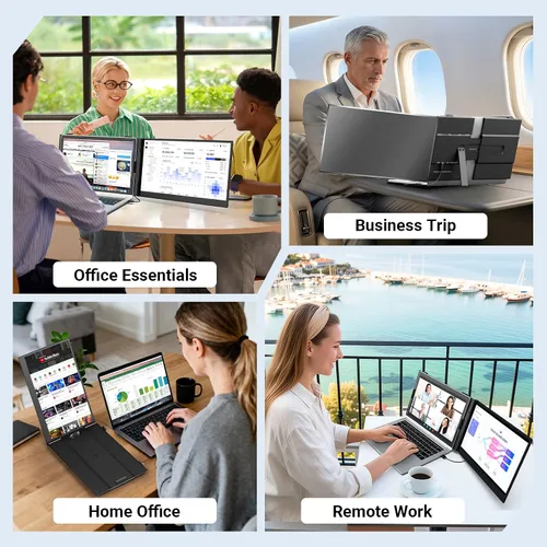 Vista 4 de Extensor de pantalla para laptop, 14 pulgadas, FHD 1080P, monitor portátil ultrafino para laptop con puerto USB-C/HDMI, Plug & Play