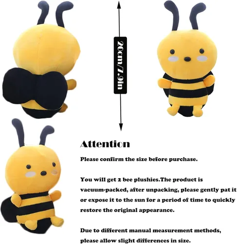 Vista 2 de 2 piezas de animales de peluche de abejorros suaves para decoración de fiesta, 7.9 pulgadas