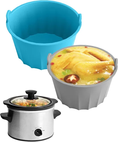 Vista 10 de Forro de silicona para olla de cocción lenta, 2 piezas de grado alimenticio para olla redonda u ovalada de 5 a 6 cuartos de galón, a prueba de fugas