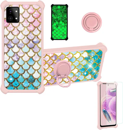 Vista 16 de jioeuinly Cricket Ovation 2 - Funda compatible con AT&T Maestro Max (2021) con protector de pantalla de vidrio templado, policarbonato duro +