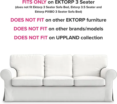 Vista 2 de TLYESD Ektorp - Funda de sofá de 3 asientos de repuesto para funda de sofá IKEA Ektorp, funda de sofá Ektorp, solo funda Ektorp (blanco frío)
