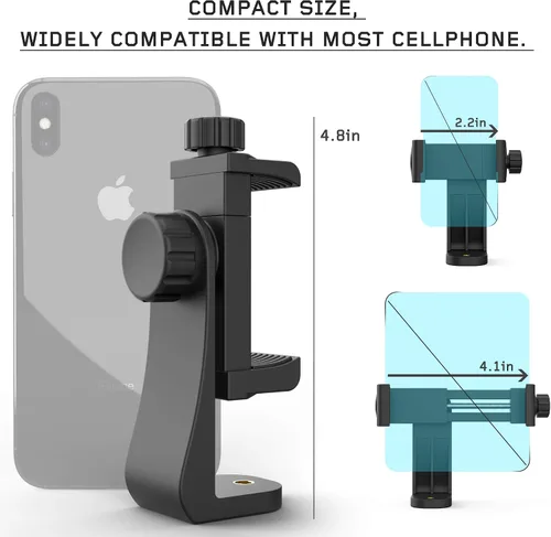 Vista 2 de Adaptador universal de trípode para teléfono con control remoto de cámara inalámbrico, soporte para teléfono celular con abrazadera ajustable