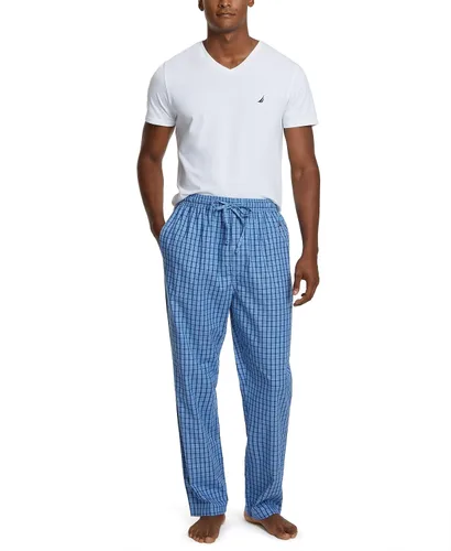 Vista 2 de Nautica mens Soft Woven 100% Cotton Elastic Waistband Sleep Pajama Pant
