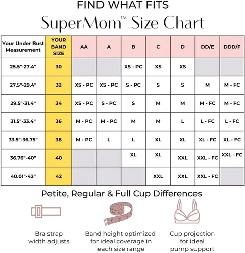 Vista 4 de Supermom Silhouette with Light Fixed Pads, Pumping Bra Hands Free, Adjustable Pumping & Nursing Bra for All Breast Pumps
