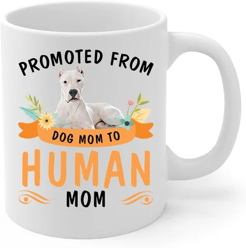 Vista 2 de Promoted from Lying Dogo Argentino Dog Mom to Human Mom Coffee Mug White Ceramic Cup 11oz
