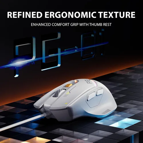 Vista 6 de INPHIC PG1 - Mouse ergonómico para juegos de computadora, 12800 DPI de alta precisión, 6 botones programables, retroiluminación RGB