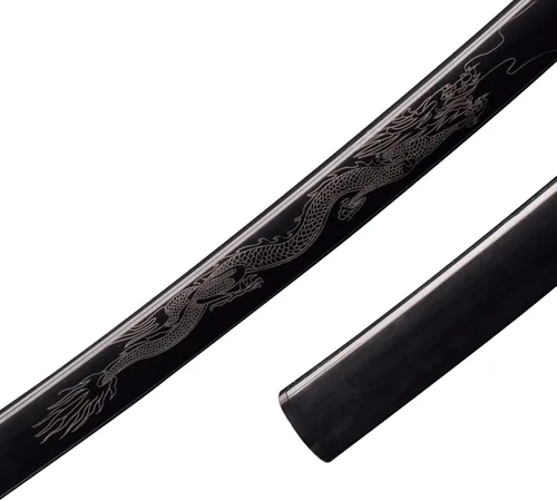 Vista 5 de Espada katana japonesa – Hoja negra de polipropileno con Saya, espada de entrenamiento Samurai para cosplay, 40.1 pulgadas