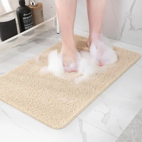 Vista 16 de Hargiis - Tapete antideslizante de secado rápido para tina y ducha, tapete exfoliante para pies, para baño, cocina u hotel, beige, 24 x 16 pulgadas