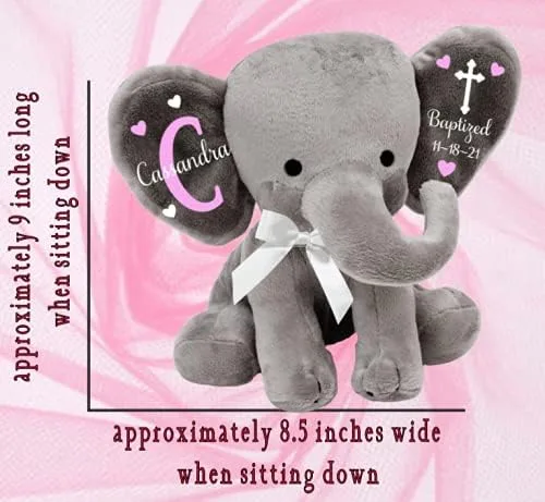 Vista 5 de Regalo de bautismo, regalo de bautizo, regalo de ahijado, regalo para padrino, elefante de peluche personalizado (elefante rosa)