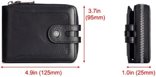 Vista 2 de ZAINJO Wallets For Men Genuine Cowhide Leather Men Wallets Fashion Male Zippers Wallet Small Mini Coin Pocket Purse Card Holders Walet Bag Boys