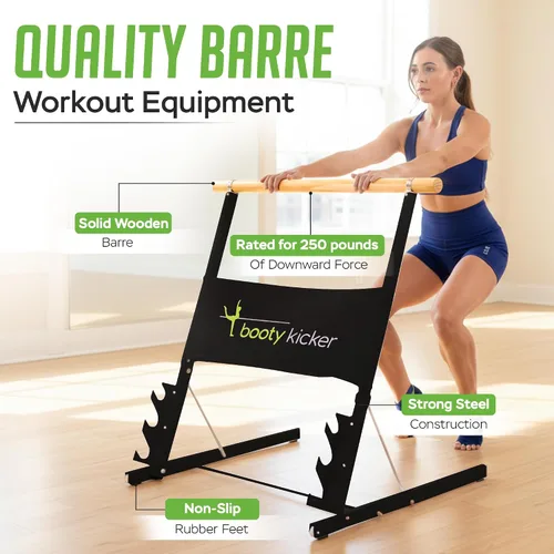 Vista 4 de Portable Folding Exercise Bar for Barre, Balance and Ballet Home Workouts, Strong Freestanding Stable Design