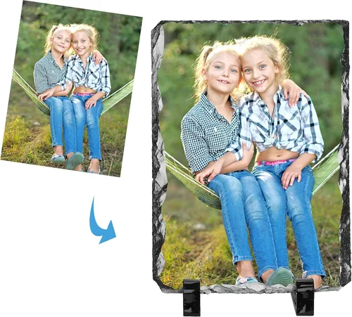 Vista 2 de Regalos para el Día de la Madre para mamá de hija e hijo, marcos de fotos personalizados, placa de pizarra de piedra, regalo personalizado
