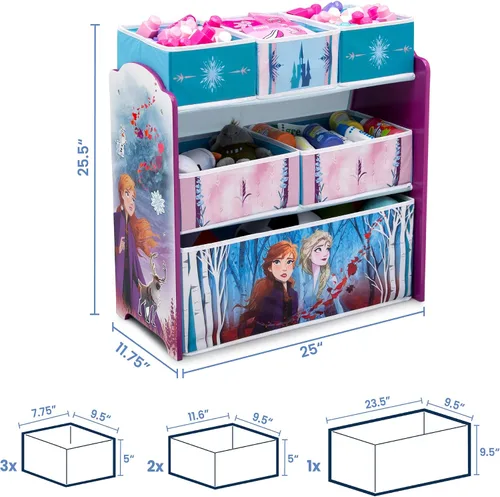 Vista 3 de Disney Frozen II - Organizador de juguetes para diseño y almacenamiento de 6 contenedores por Delta Children, certificado Greenguard Gold