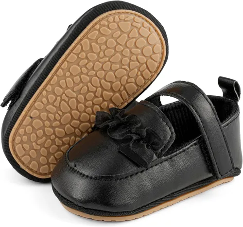 Vista 2 de ESTAMICO - Mocasines Oxford para bebé, zapatos planos para vestido de boda, zapatos de cuna, antideslizantes, zapatos para caminar