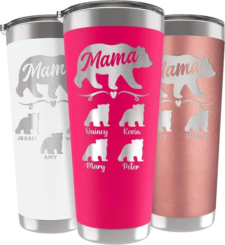 Vista 21 de Vaso de Mamá Oso, vaso personalizado para mamá Oro Rosa
