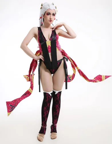 Vista 5 de Miccostumes Disfraz de anime para mujer cinta jacquard con fundas para las piernas