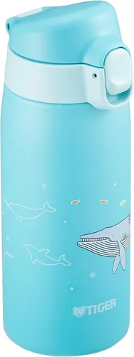 Vista 5 de TIGER MCT-A035P Tiger Water Bottle, 11.8 fl oz (350 ml), Kameichido Mug, Stainless Steel Bottle, One-touch, Lightweight, Rabbit
