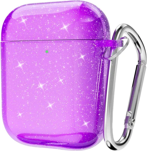 Vista 39 de Svanove Funda para Airpods Transparente con Purpurina, Funda Brillante y Bonita para Airpods de 1ª y 2ª Generación con Llavero, Carcasa Rígida