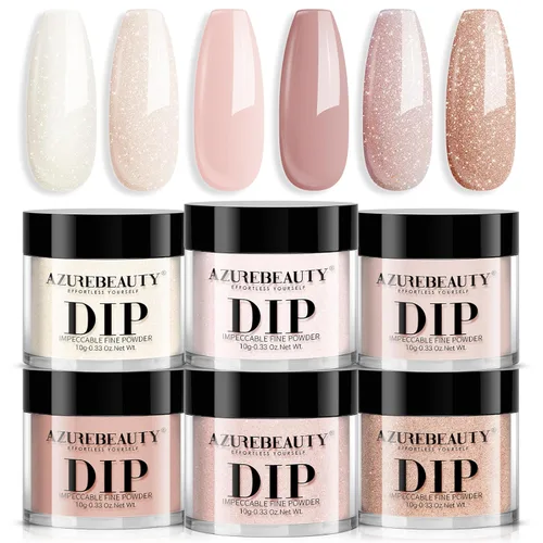 Vista 10 de AZUREBEAUTY - Juego de uñas en polvo para inmersión, rojo navideño, borgoña, rosa, baya, brillo, blanco, plata, purpurina, 6 colores, kit