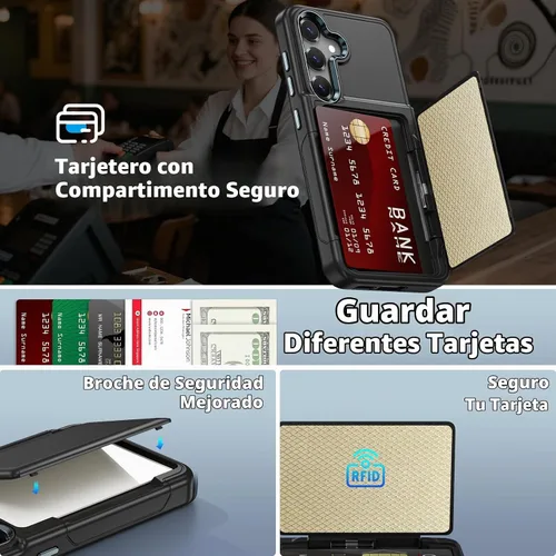 Vista 3 de Vofolen for Samsung Galaxy S25 Case Wallet with Card Holder RFID Blocking