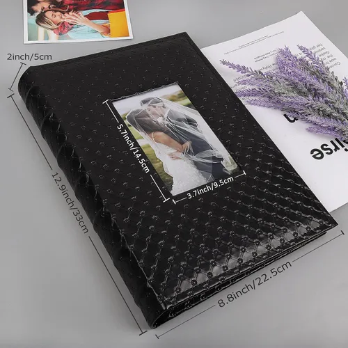 Vista 2 de RECUTMS Álbum de fotos de 4 x 6 pulgadas, 300 fotos, de piel sintética de pequeña capacidad, cubierta de libro de 4 x 6 pulgadas, álbumes de fotos