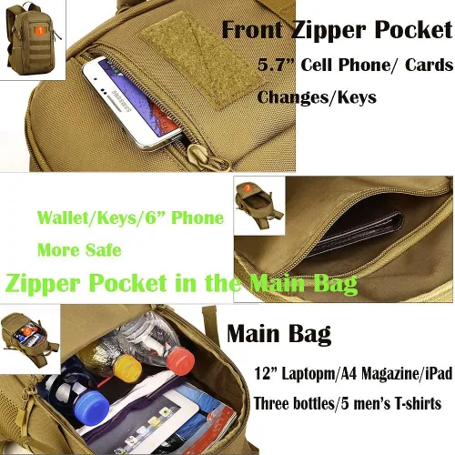 Vista 4 de CREATOR Mini mochila táctica militar MOLLE mochila mochila estudiante escuela viajes camping bolsa