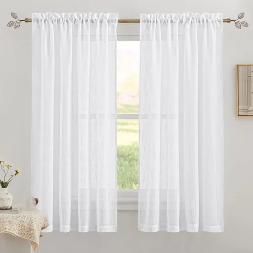 Vista 48 de RYB HOME - Cortinas de lino texturizado semitranslúcidas, privacidad media, filtro de luz, decoración de ventana para dormitorio/baño/sala de estar