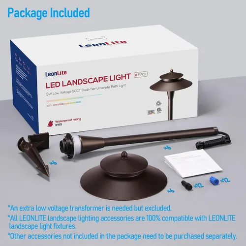 Vista 9 de LEONLITE 5CCT - Luces LED de camino de bajo voltaje, 12-24 V, 1800/2700/3000/4000/5000K, doble capa, CRI90, IP65 impermeable, iluminación