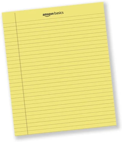 Vista 2 de Amazon Basics Bloc legal de 8.5 x 11.75 pulgadas, color canario, 72 unidades (paquete de 12), 50 hojas por bloc, 6 paquetes por caja