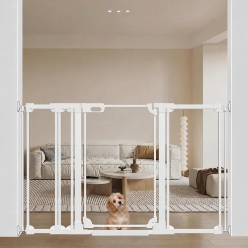 Vista 18 de WAOWAO Puerta transparente para bebés para escaleras, diseño moderno, acrílico con cierre automático, puerta para mascotas, 29.52-37.79 pulgadas