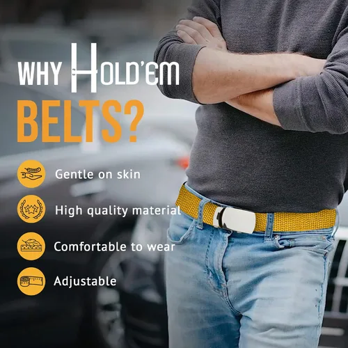Vista 9 de Hold'Em Cinturones militares de lona para hombres, hebilla deslizante de plata pulida, resistente, ajustable