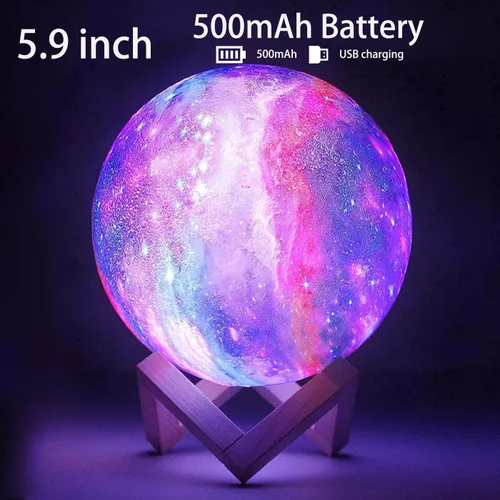 Vista 5 de CPLA Lámpara de luna galaxia actualizada, 128 colores, luz nocturna 3D, regalos para niñas, niños y mujeres, cumpleaños, control remoto y táctil