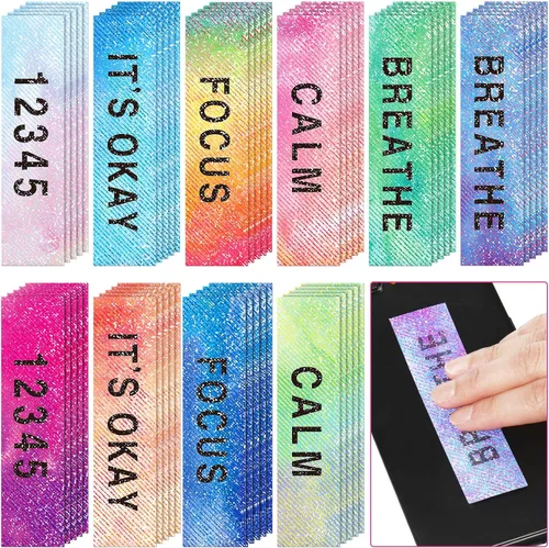 Vista 16 de Crtiin - 50 calcomanías calmantes, tira sensorial con textura, táctil, áspera, cinta táctil para escritorio, para adultos y adolescentes, juguete
