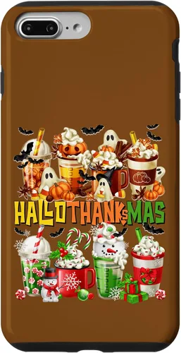 Vista 9 de Funda para taza de café de Navidad para iPhone 15 con diseño de calabaza y especias de Halloween