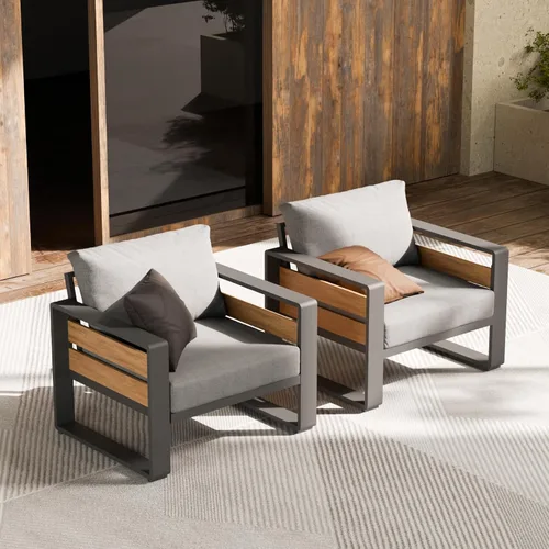 Vista 19 de ZANDOR Muebles de Exterior de Aluminio - 1 Pieza Sofá de Dos Plazas, Sofá de Exterior Moderno de Metal Resistente a Todas las Condiciones con Cojín