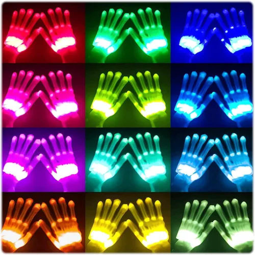 Vista 2 de Juguetes para edades de 8 a 13 años y juguetes para niños de 7 años en adelante, guantes LED para niños, guantes rave, 12 colores, Halloween